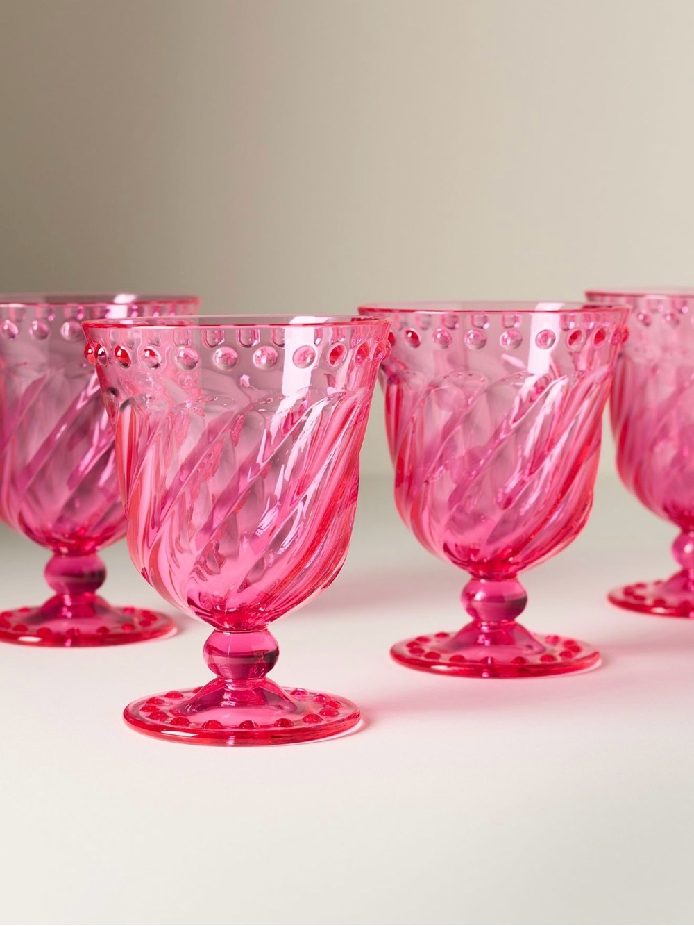 Anthropologie Esther Acrylic Goblets Rasberry, Set of 4